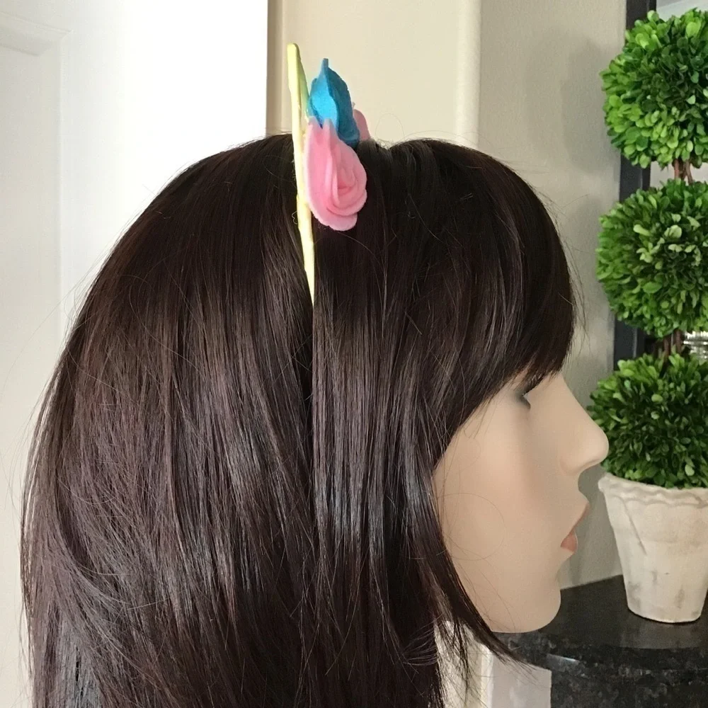NEW Cat Kitten Ears Hair Headband Felt Flowers Halloween Party Costume Crafts